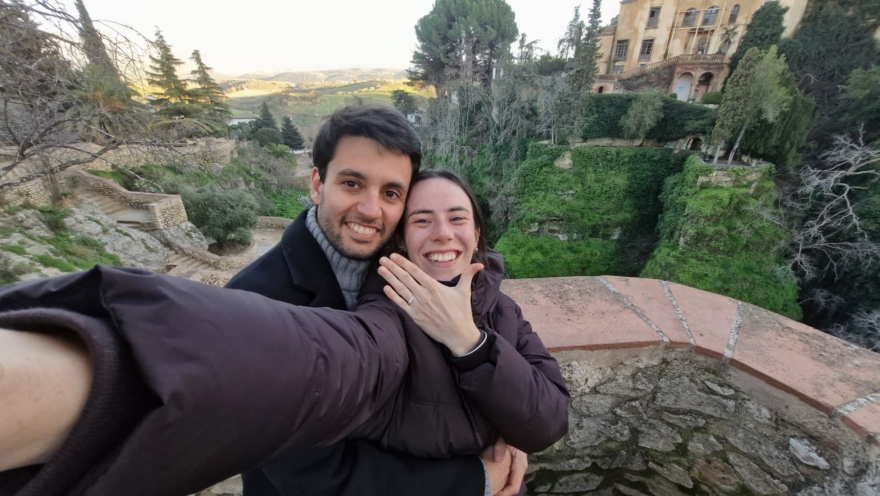 Milagros y Tomás el día del compromiso, en Ronda